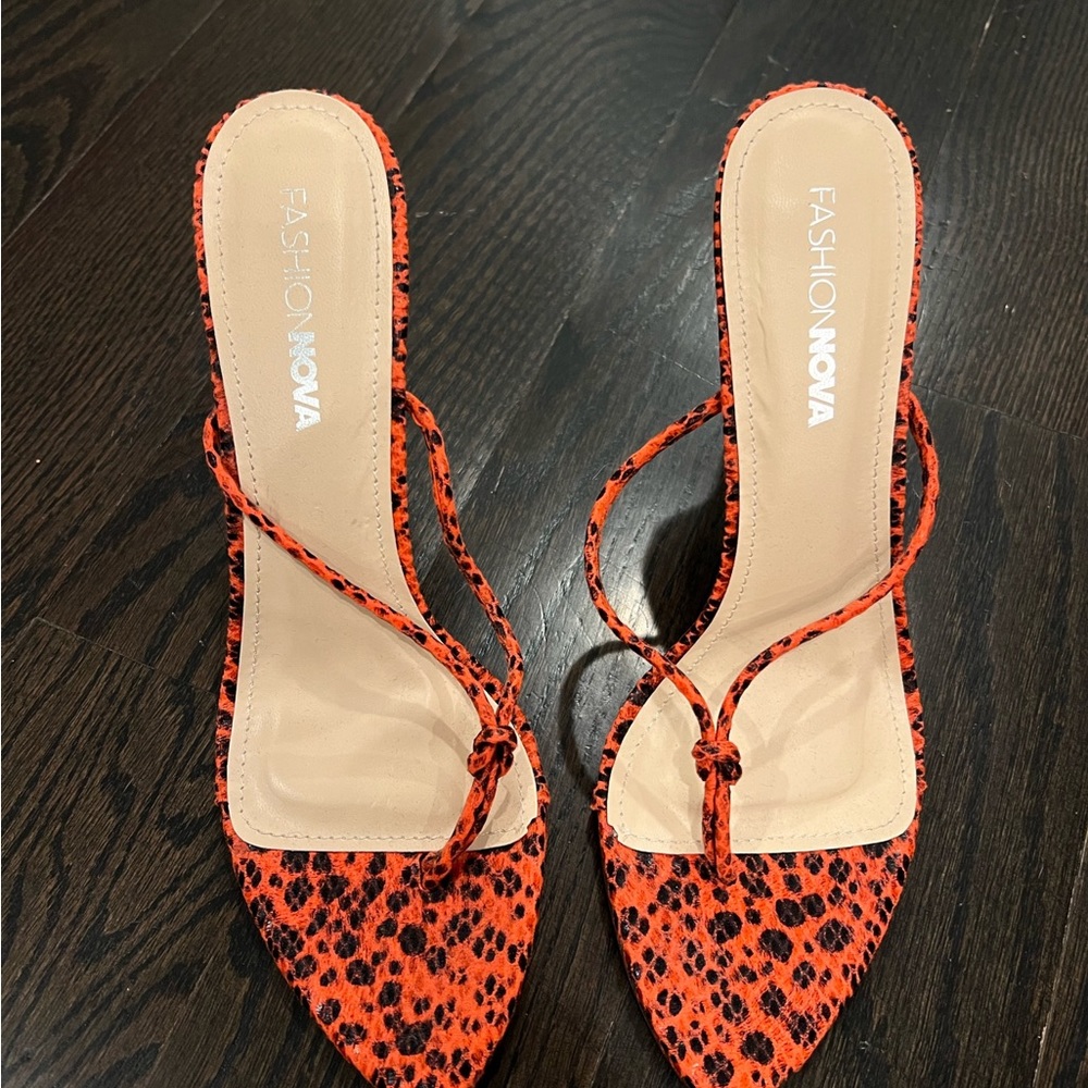 Fashion Nova Orange, Cheetah Print Heels